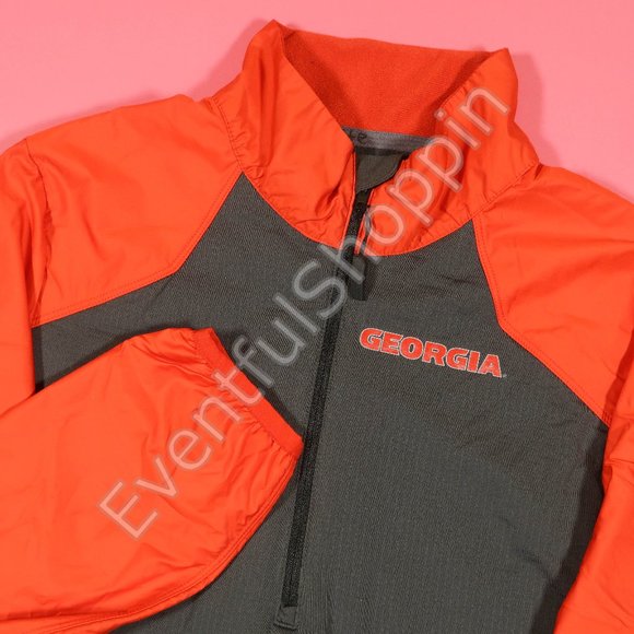 ike Georgia Bulldogs Jacket Mens S Gray 1/4 Zip Lightweight Shell Pullover - Picture 1 of 11